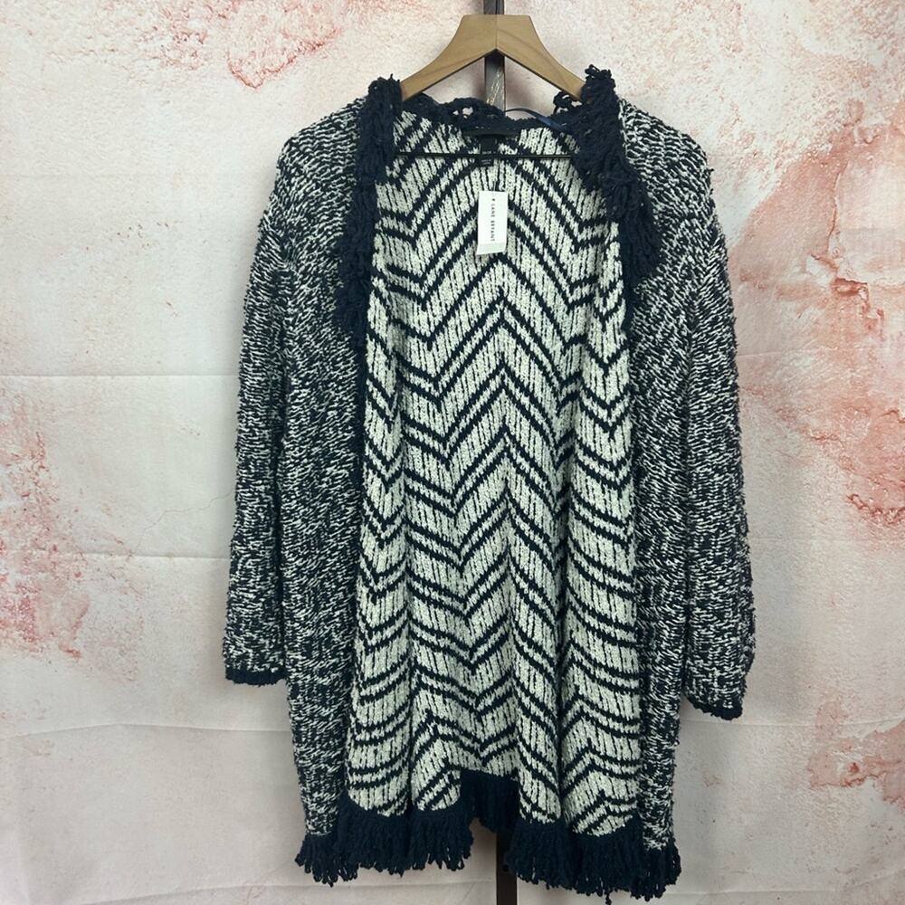 NWT LANE BRYANT navy knit open front cardigan sweater size 26 28 fringe